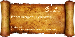 Breslmayer Lambert névjegykártya